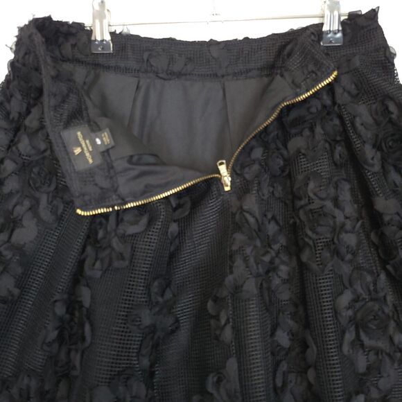 Worthington Skirt Women 4P Black 3D Floral Lace Mesh A-Line Party Dark‎ Fairy - Picture 5 of 9